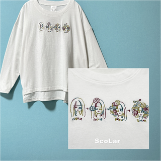 スカラー(ScoLar)の【ScoLar】スカラー スカラーちゃんストーリー刺繍 ロングTシャツ(Tシャツ(長袖/七分))