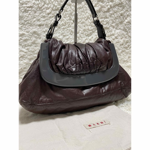 黒 桜古典 マルニ MARNI ワンショルダーバッグ がま口 パーティバッグ
