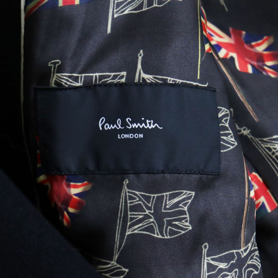 極美品●Paul Smith ポールスミス ウール100％ 裏地ユニオンジャック/英国旗柄 ロング丈 チェスターコート ブラック M 正規品 メンズ q03-st30329-251