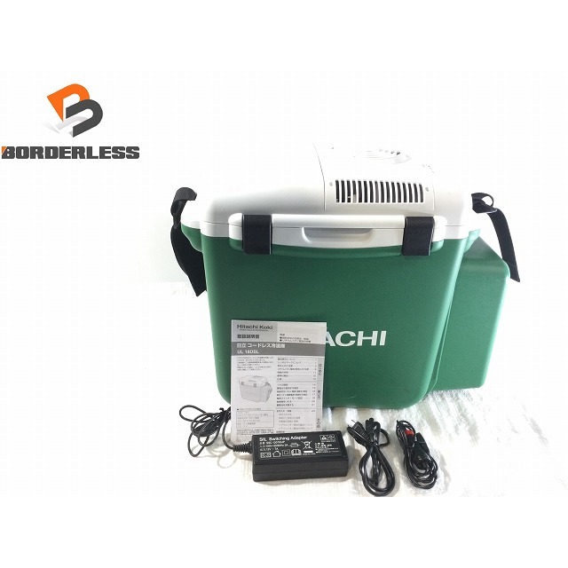 自動車/バイク☆美品☆ HITACHI 日立工機 14.4V/18V コードレス冷温庫 UL18DSL ACアダプター シガーソケット 保冷 クーラーボックス 69847