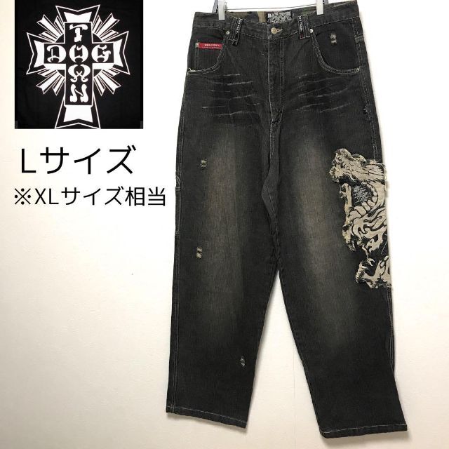 DOGTOWN 黒龍 ワイド バギーパンツ 極太 B系 デニム ブラックデニム