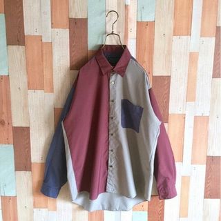 アートヴィンテージ(ART VINTAGE)のvintage 古着 90s ポリエステルシャツ 切り替え配色 日本製(シャツ)