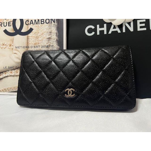 CHANEL マトラッセ 長財布 キャビアスキン シルバー金具