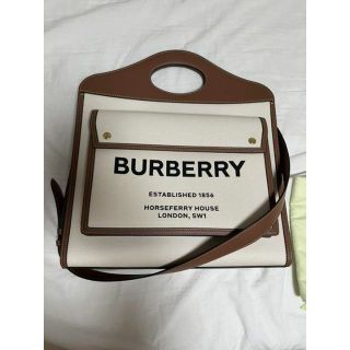 BURBERRY - Burberryミニ ツートン キャンバス&レザー ポケットバッグ