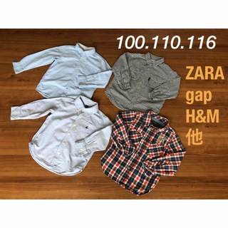 ザラキッズ(ZARA KIDS)のお値下げ★ ボタンシャツ　4枚組　100〜116 gap ZARA H&M 他(Tシャツ/カットソー)