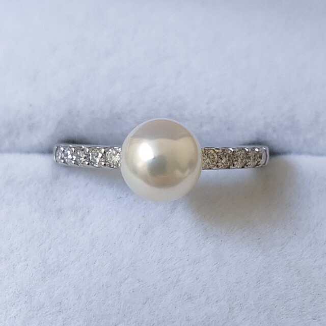 スタージュエリー ダイヤモンド×パール リング Pt950 0.14ct - リング