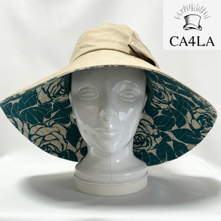 カシラ(CA4LA)の【新品】CA4LA カシラ バラ色の帽子コラボ ワイドブリムコットン女優ハット(ハット)