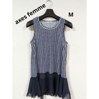 アクシーズファム(axes femme)のアクシーズファム レース タンクトップ チェック ブルー M(タンクトップ)