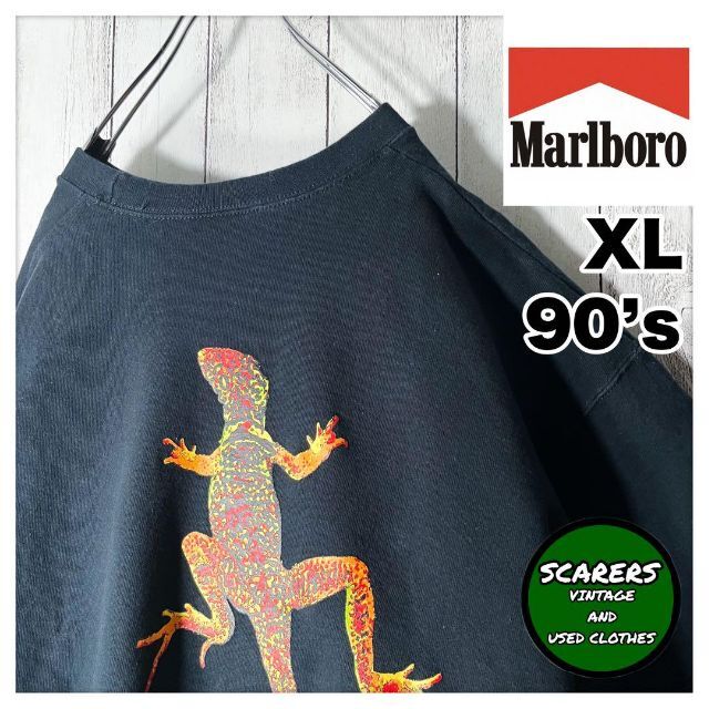 美品 XL 90s】マルボロ リザード スリーブロゴ スウェット 黒 ...