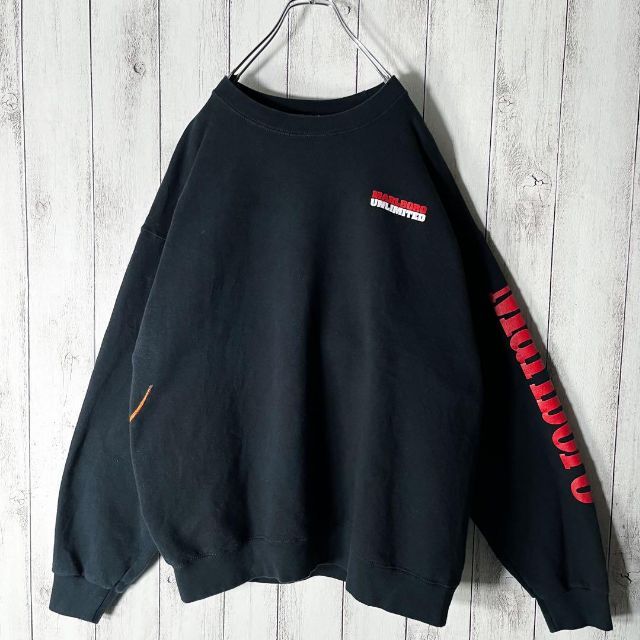 美品 XL 90s】マルボロ リザード スリーブロゴ スウェット 黒 激安