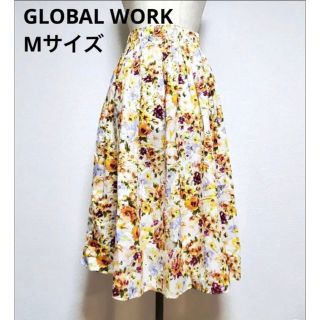 グローバルワーク(GLOBAL WORK)のグローバルワーク　花柄　膝丈スカート　黄色　夏(ひざ丈スカート)