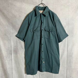 ディッキーズ(Dickies)のディッキーズ　ワークシャツ　半袖　グリーン　Lサイズ(シャツ)