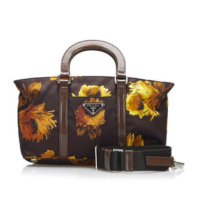 プラダ 花 フラワー ハンドバッグ ショルダーバッグ 2WAY レザー Nyron