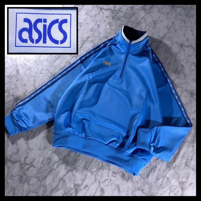 asics - 00s asics ハーフジップ トラックジャケット ジャージ 水色 M