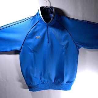 00s asics ハーフジップ トラックジャケット ジャージ 水色 M y2k