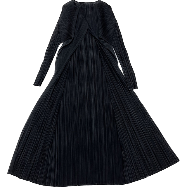 PLEATS PLEASE ISSEY MIYAKE(プリーツプリーズイッセイミヤケ)の【極美品】プリーツプリーズ イッセイミヤケ ロングカーディガン　黒　サイズ3  レディースのトップス(カーディガン)の商品写真