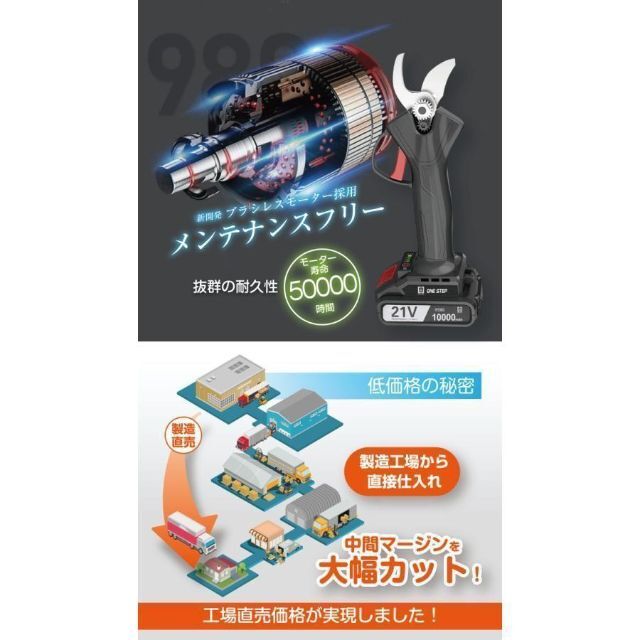 剪定ばさみ 電動 ケース付き 園芸用 コードレス 充電式 剪定ハサミ 741 4