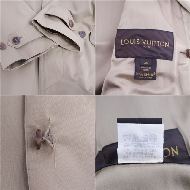 ルイヴィトン LOUIS VUITTON コート シングル トレンチコート 無地 コットン100％ アウター メンズ 46(S相当) ベージュ