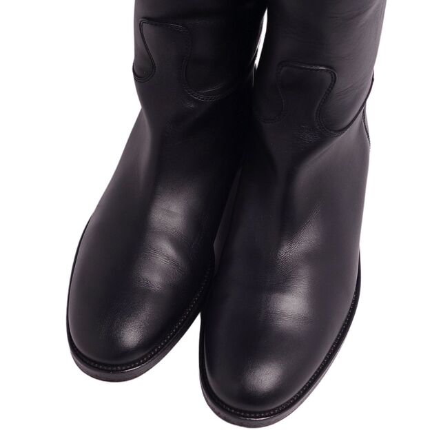 美品 ヴァレンティノ ガラヴァーニ VALENTINO GARAVANI ブーツ ロングブーツ スタッズベルト カーフレザー シューズ レディース 37(24cm相当) ブラック レディースの靴/シューズ(ブーツ)の商品写真