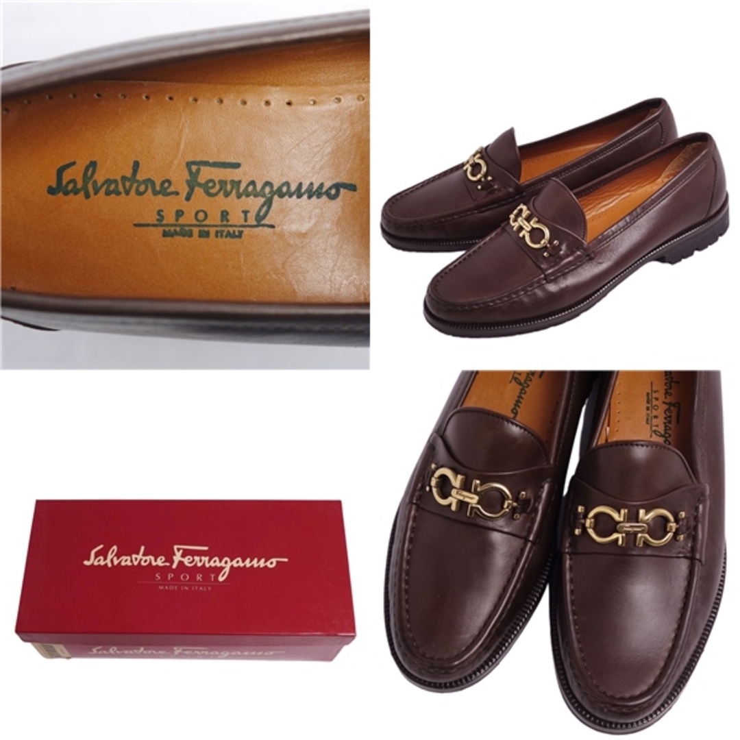 Samantha Kingz(サマンサキングズ)の未使用 サルヴァトーレ フェラガモ Salvatore Ferragamo ローファー モカシン ガンチーニ金具 カーフレザー シューズ レディース 7.5(25.5cm相当) ブラウン レディースの靴/シューズ(ローファー/革靴)の商品写真