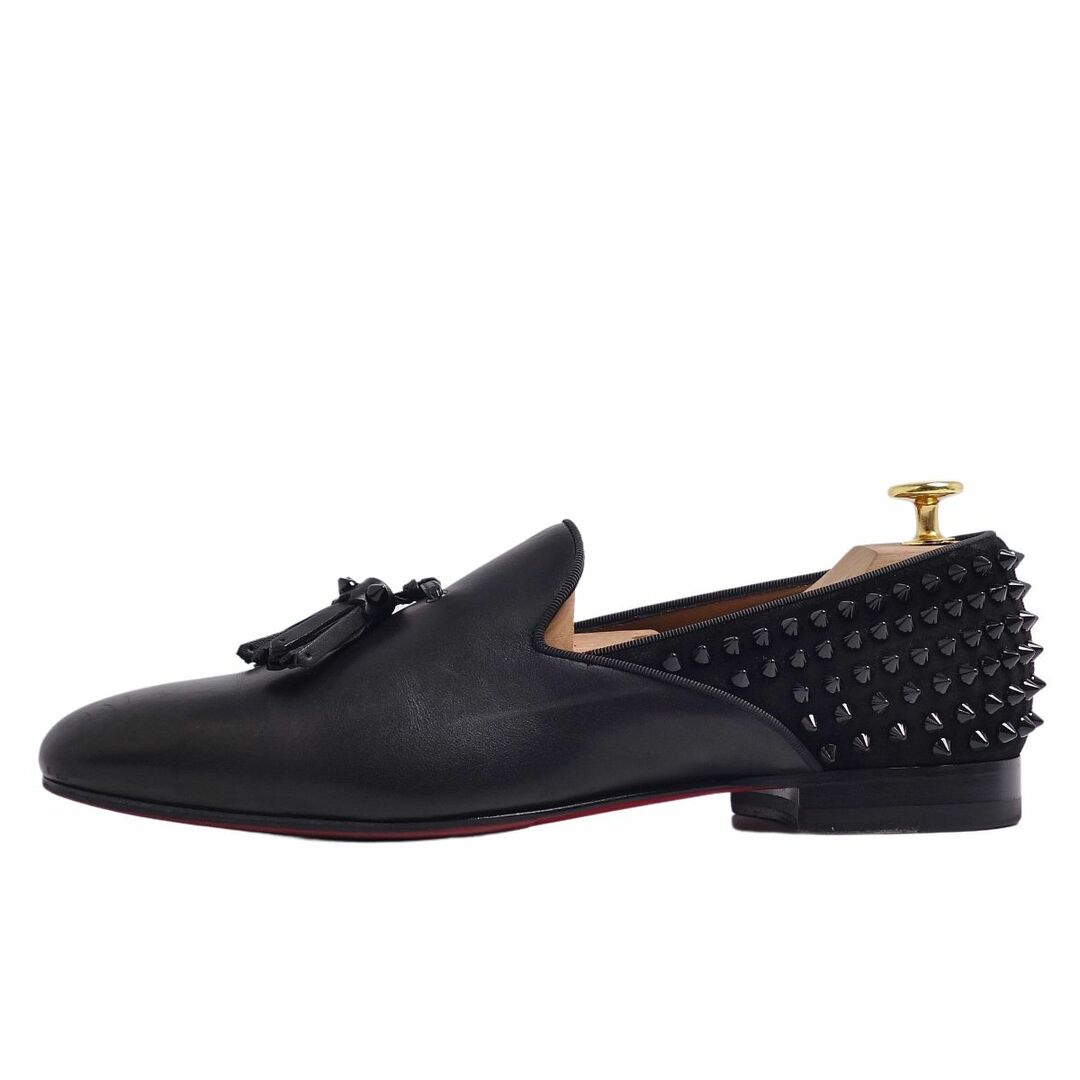 Church's(チャーチ)の美品 クリスチャンルブタン Christian Louboutin ローファー スリッポン TASSILO FLAT スタッズ スパイク レザー シューズ メンズ 41(26cm相当) ブラック メンズの靴/シューズ(スリッポン/モカシン)の商品写真