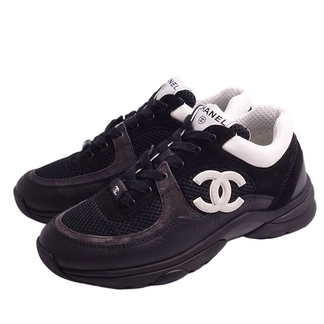 美品 シャネル CHANEL スニーカー 22C G38299 レースアップ ココマーク レザー シューズ 靴 レディース イタリア製 36 ブラック/ホワイト 美品 シャネル CHANEL スニーカー 22C G38299 レースアップ ココマーク レザー シューズ 靴 レディース イタリア製 36 ブラック/ホワイト