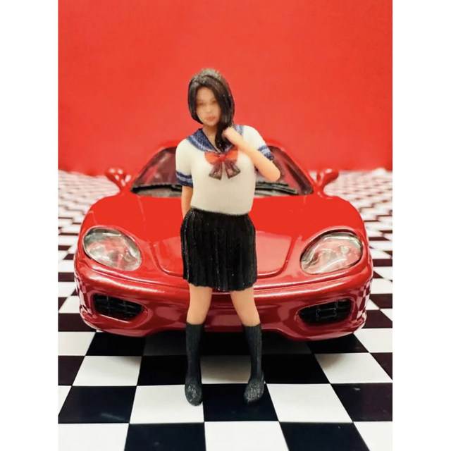 オリジナルデザイン手作り商品 1/43☆女子高生☆ミニカーに☆ジオラマ