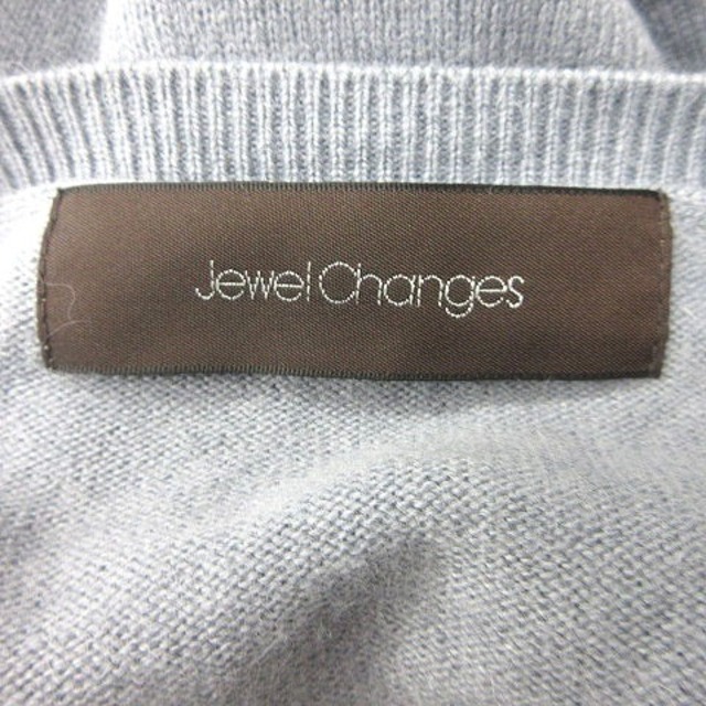 Jewel Changes(ジュエルチェンジズ)のジュエルチェンジズ アローズ ニット カットソー Vネック ビーズ 長袖 青 レディースのトップス(ニット/セーター)の商品写真