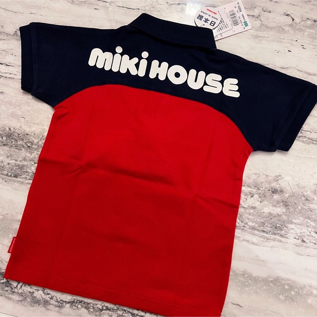 mikihouse(ミキハウス)の新品未使用☆ミキハウス☆バックロゴ半袖ポロシャツ 100 赤×紺 キッズ/ベビー/マタニティのキッズ服男の子用(90cm~)(Tシャツ/カットソー)の商品写真