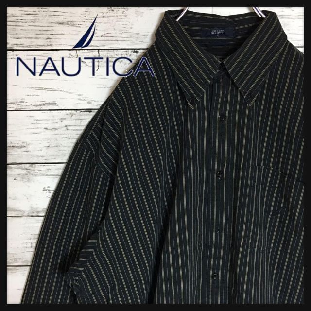 NAUTICA(ノーティカ)の【人気カラー黒黄色】ノーティカ☆長袖ストライプシャツ　人気サイズL F187 メンズのトップス(シャツ)の商品写真