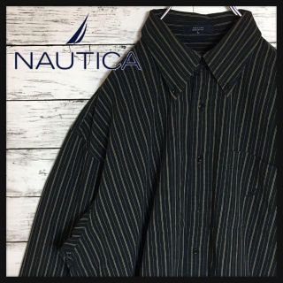 ノーティカ(NAUTICA)の【人気カラー黒黄色】ノーティカ☆長袖ストライプシャツ　人気サイズL F187(シャツ)