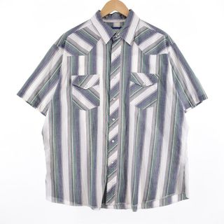 ラングラー(Wrangler)の古着 ラングラー Wrangler WESTERN SHIRTS ストライプ柄 半袖 ウエスタンシャツ メンズXL /eaa328904(シャツ)