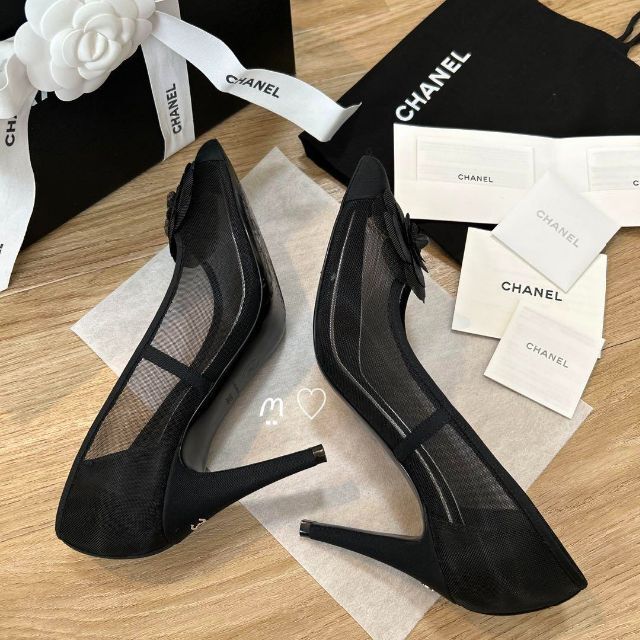 CHANEL - CHANEL シャネル メッシュパンプス 36 カメリア ココマーク