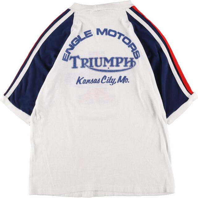 80年代 Vogel Mills&Mfg. TRIUMPH トライアンフ 両面プリント モーターサイクル バイクTシャツ メンズS ヴィンテージ /evb000729