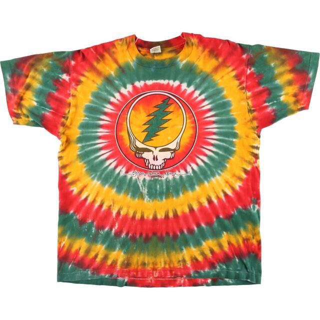 80年代 フルーツオブザルーム FRUIT OF THE LOOM GRATEFUL DEAD グレイトフルデッド SPACE YOUR FACE タイダイ柄 ラスタカラー バンドTシャツ バンT USA製 メンズXL ヴィンテージ /evb000740