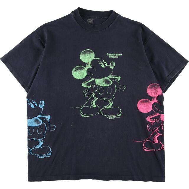 90年代 Sherry's MICKEY MOUSE ミッキーマウス マルチプリント キャラクタープリントTシャツ メンズL ヴィンテージ /evb000742