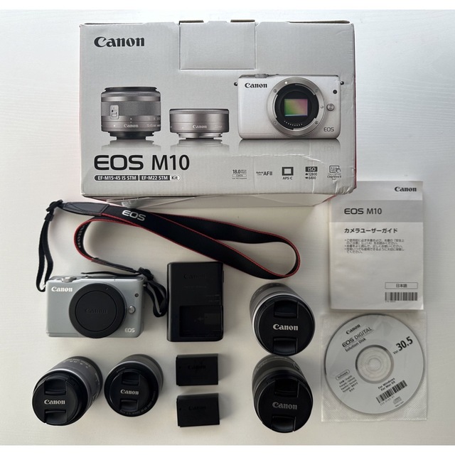 キヤノン Canon EOS M10 ダブルズームキット+望遠&超広角レンズスマホ/家電/カメラ