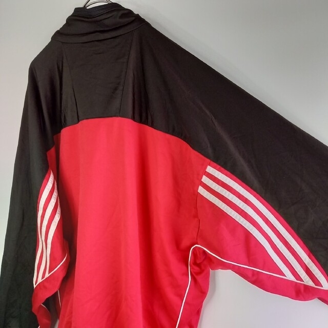 adidas(アディダス)の90s　アディダス　トラックジャケット　ジャージ　ストライプ　黒　赤　O メンズのトップス(ジャージ)の商品写真