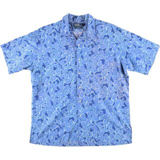 ラルフローレン(Ralph Lauren)の古着 90年代 ラルフローレン Ralph Lauren POLO by Ralph Lauren CALDWELL 総柄 花柄 半袖 オープンカラー リネンシャツ ボックスシャツ メンズXL ヴィンテージ /evb000764(シャツ)