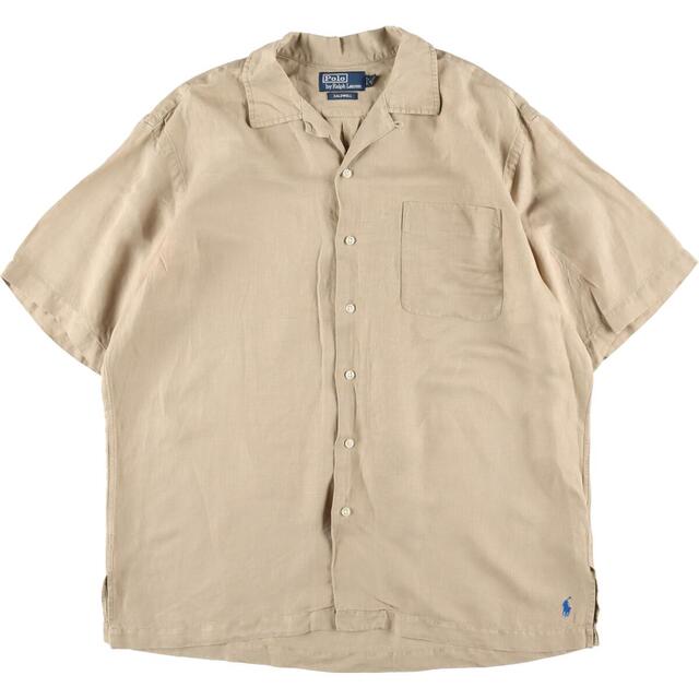 Ralph Lauren(ラルフローレン)の古着 90年代 ラルフローレン Ralph Lauren POLO by Ralph Lauren CALDWELL 半袖 オープンカラー リネンシャツ ボックスシャツ メンズXL ヴィンテージ /evb000767 メンズのトップス(シャツ)の商品写真