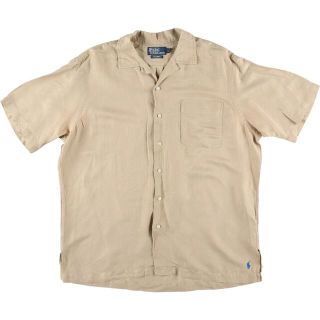 ラルフローレン(Ralph Lauren)の古着 90年代 ラルフローレン Ralph Lauren POLO by Ralph Lauren CALDWELL 半袖 オープンカラー リネンシャツ ボックスシャツ メンズXL ヴィンテージ /evb000767(シャツ)