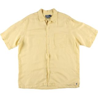 ラルフローレン(Ralph Lauren)の古着 90年代 ラルフローレン Ralph Lauren POLO by Ralph Lauren CALDWELL 半袖 オープンカラー リネンシャツ ボックスシャツ メンズXL ヴィンテージ /evb000768(シャツ)