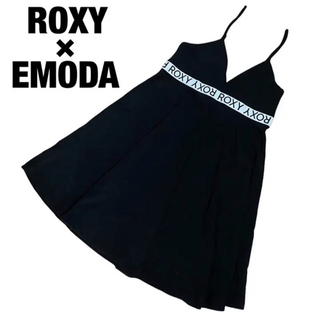 ロキシー(Roxy)の【即日発送】Roxy EMODA 美品 コラボワンピース フレアワンピース ロゴ(ひざ丈ワンピース)
