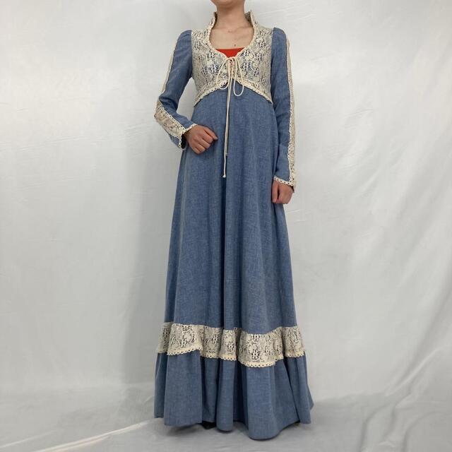 60年代 ガンネサックス GUNNE SAX Jessica ダンガリー マキシ丈 長袖