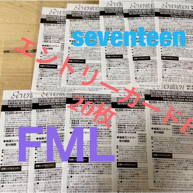 エンタメ/ホビーseventeen セブチ FML 特典応募エントリーカード