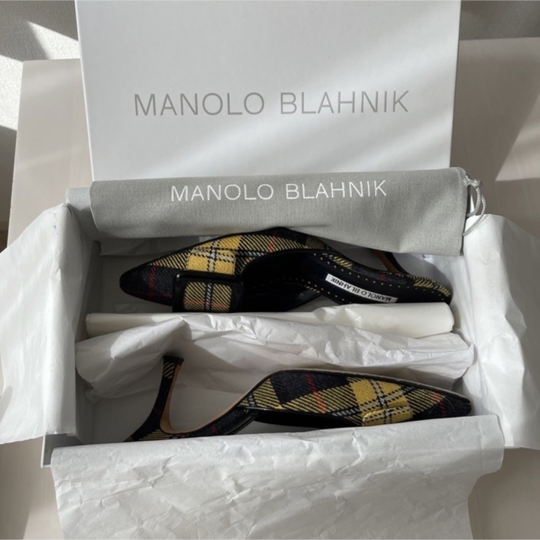 MANOLO BLAHNIK(マノロブラニク)のMANOLO BLAHNIK メイセール　ミュール　チェック レディースの靴/シューズ(ミュール)の商品写真