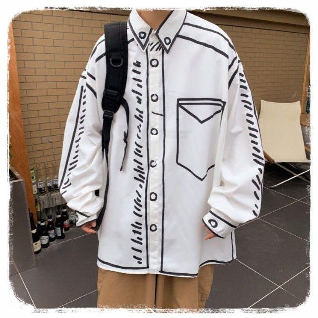 ジュジュ0808様専用】長袖 メンズ コーデ シャツ 韓国 モノトーン の