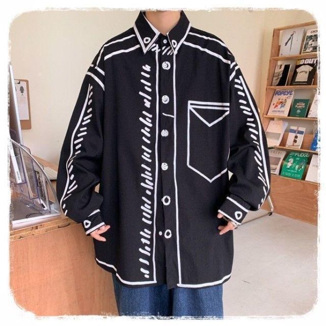 ジュジュ0808様専用】長袖 メンズ コーデ シャツ 韓国 モノトーン の