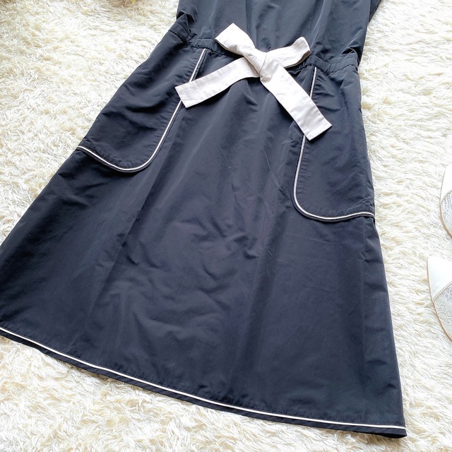 極美品】トッカ LILY BELL 襟付きリボンワンピース ウエストゴム 0