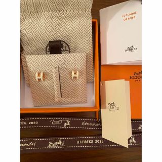 エルメス(Hermes)のエルメス　ミニ　ポップアッシュ　ピアス　ホワイト×ピンクゴールド　新品(ピアス)